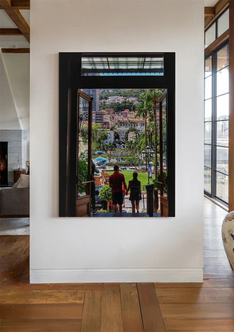 Adjust Colorful Mediterranean City with Palm Trees Painting
