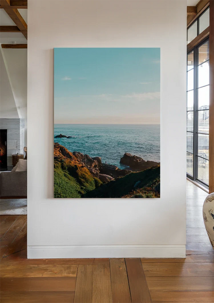 Calm Sea With Clear Blue Sky Minimalist Ocean Painting