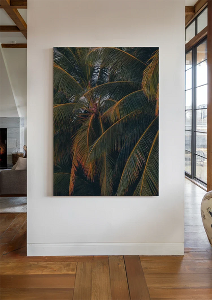 Palmenblatt Nahaufnahme Dunkel Tropisches Gemälde