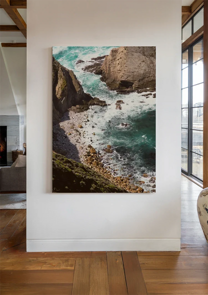 Rocky Coastline Top View With Turquoise Sea And Cliffs Painting