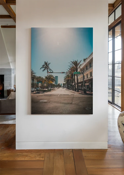 Stiller Boulevard Palmen Ampeln Sonnige Straße Gemälde