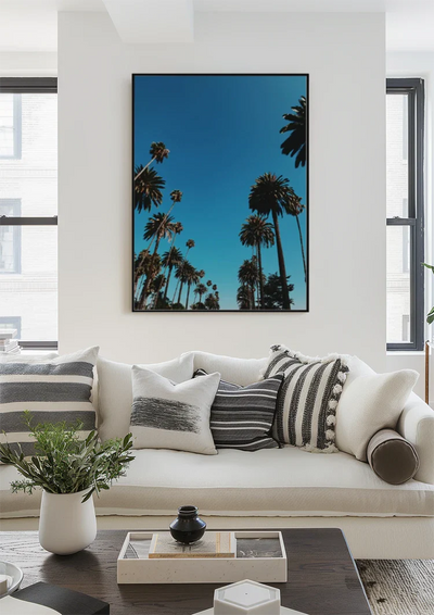 Hohe Palmen reichen in den klaren blauen Himmel Sonniger Tag Leinwandbild
