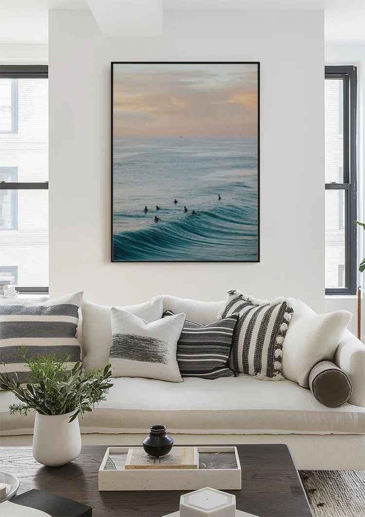Schwimmer Wilde See Türkise Wellen Pastellhimmel Gemälde