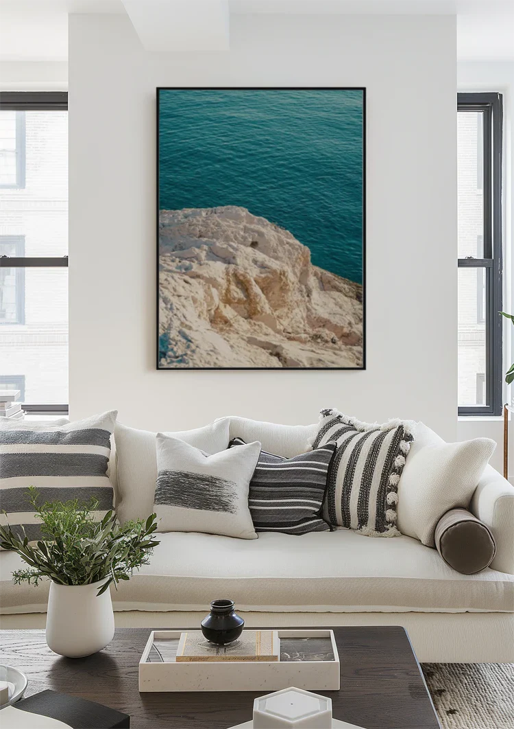 Large Rocks Clear Turquoise Sea Coastline Nature Painting