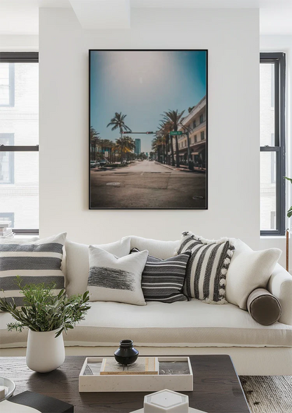 Stiller Boulevard Palmen Ampeln Sonnige Straße Gemälde