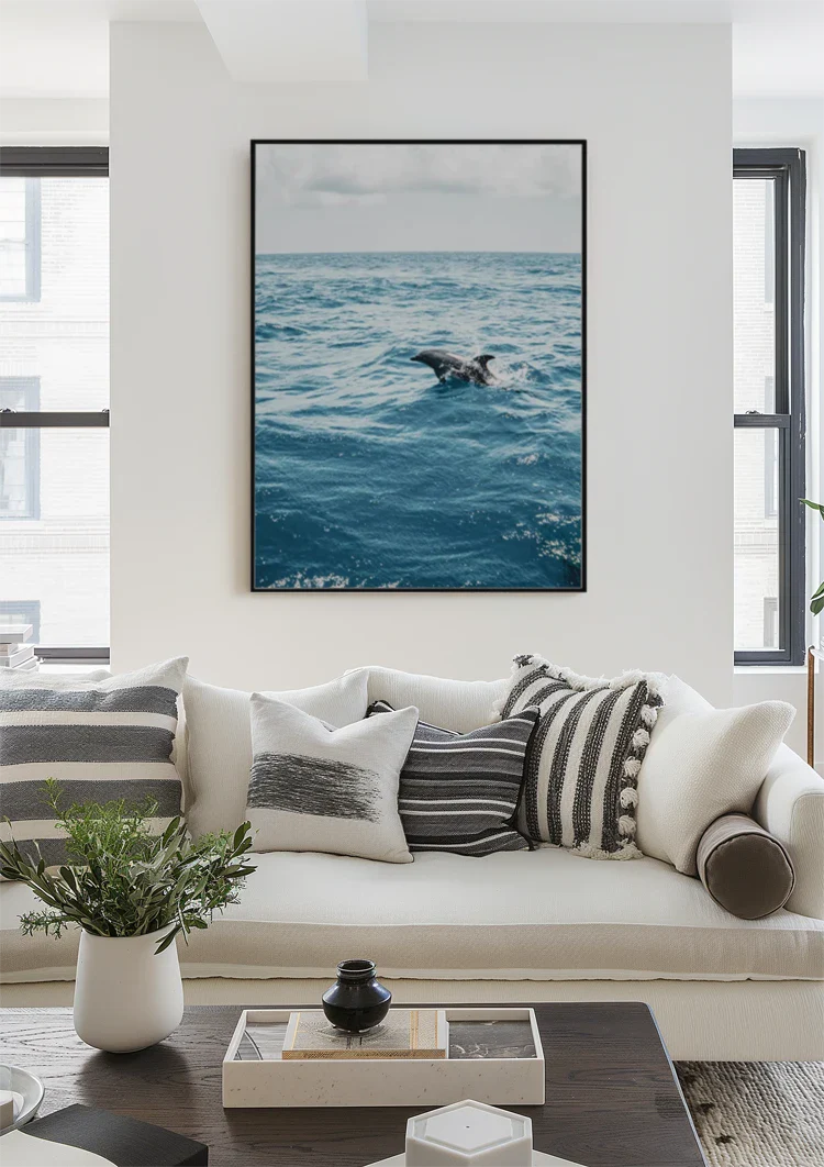 Dolphin Leaping From The Blue Ocean Nature Painting