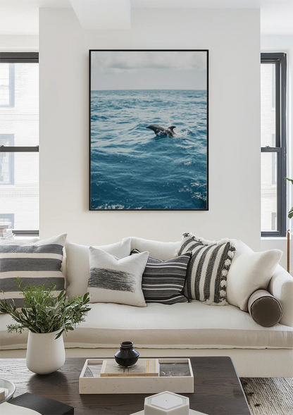 Dolphin Leaping From The Blue Ocean Nature Painting