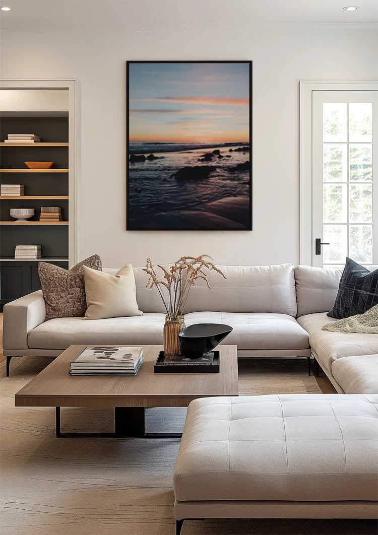 Sunset At The Water Pastel Coastline Painting