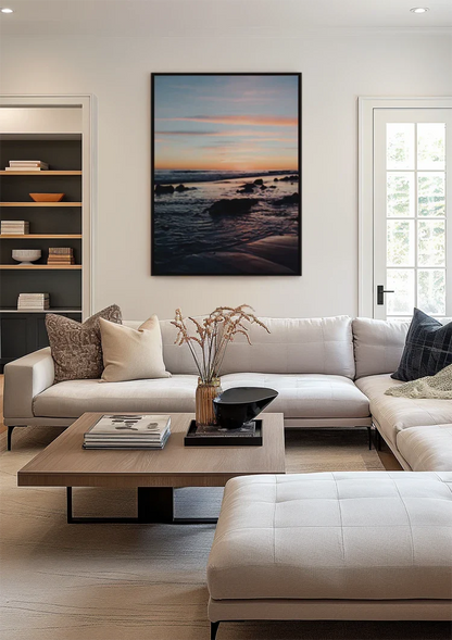 Sunset At The Water Pastel Coastline Painting