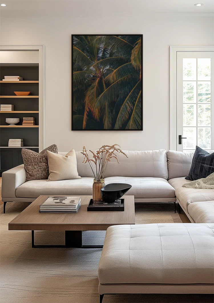 Palmenblatt Nahaufnahme Dunkel Tropisches Gemälde