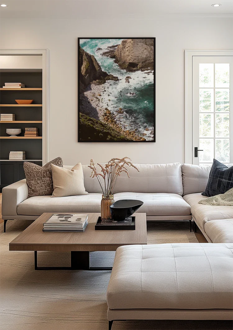 Rocky Coastline Top View With Turquoise Sea And Cliffs Painting