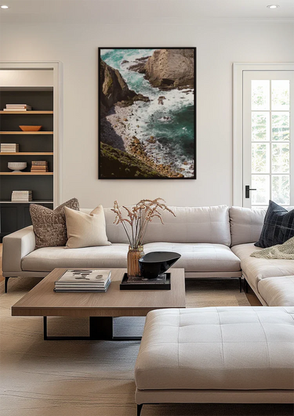Rocky Coastline Top View With Turquoise Sea And Cliffs Painting
