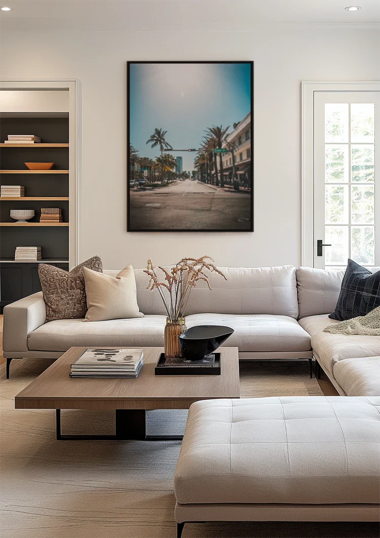 Stiller Boulevard Palmen Ampeln Sonnige Straße Gemälde