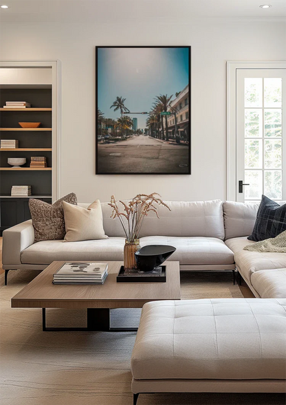 Stiller Boulevard Palmen Ampeln Sonnige Straße Gemälde