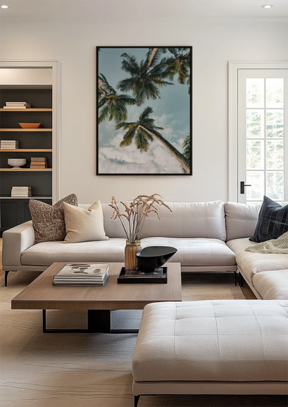 Palmen Vogelperspektive Nach Oben Blauer Himmel Mit Wolken Gemälde