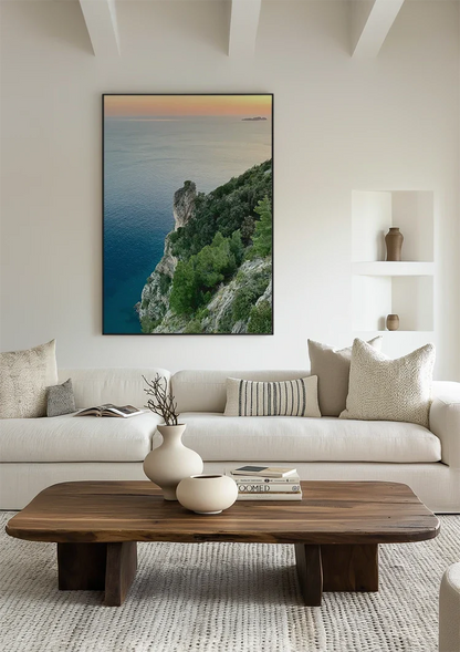 Grüne Klippen Blaues Meer Mediterrane Küstenlandschaft Gemälde