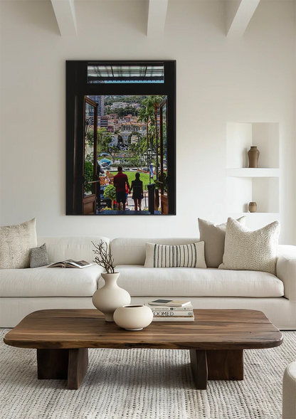 Adjust Colorful Mediterranean City with Palm Trees Painting
