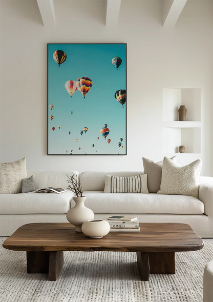 Farbenfrohe Heißluftballons Blauer Himmel Sommerhimmel Gemälde