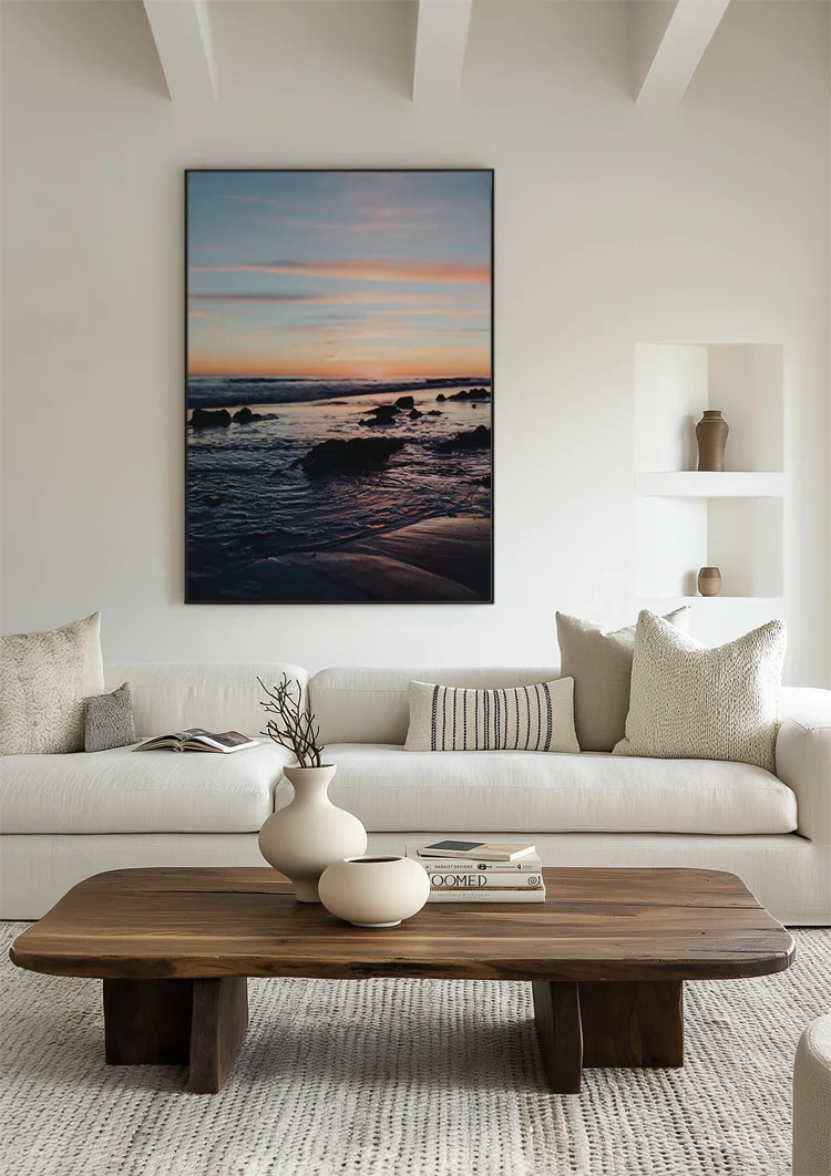 Sunset At The Water Pastel Coastline Painting