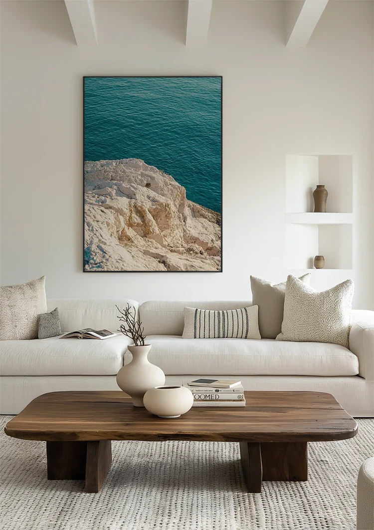 Large Rocks Clear Turquoise Sea Coastline Nature Painting