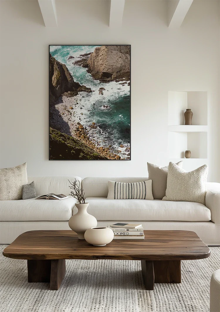 Rocky Coastline Top View With Turquoise Sea And Cliffs Painting