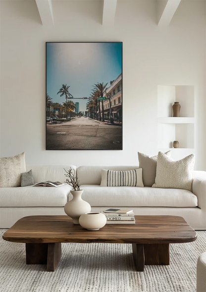 Stiller Boulevard Palmen Ampeln Sonnige Straße Gemälde