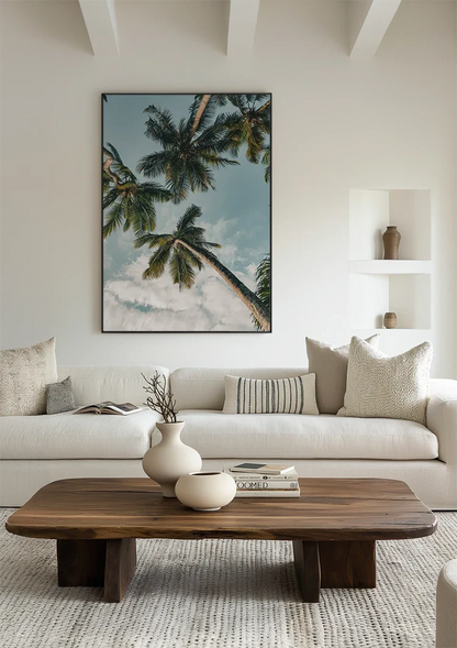 Palmen Vogelperspektive Nach Oben Blauer Himmel Mit Wolken Gemälde