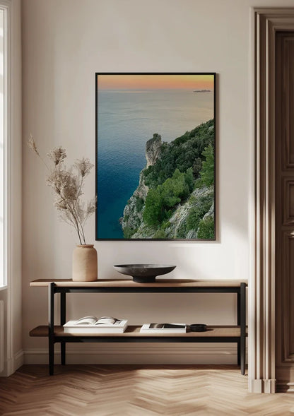 Grüne Klippen Blaues Meer Mediterrane Küstenlandschaft Gemälde