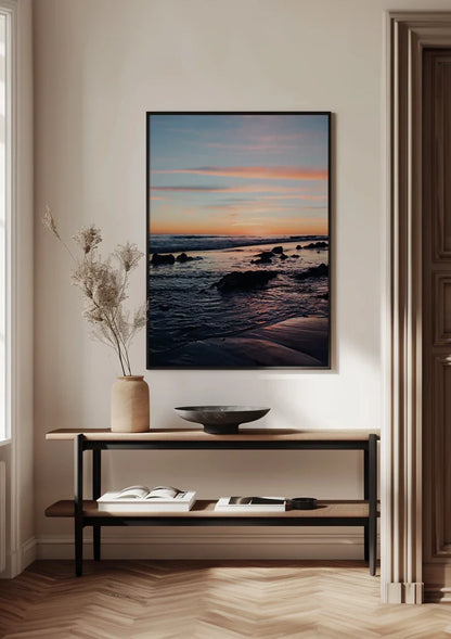 Sunset At The Water Pastel Coastline Painting