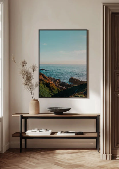 Calm Sea With Clear Blue Sky Minimalist Ocean Painting