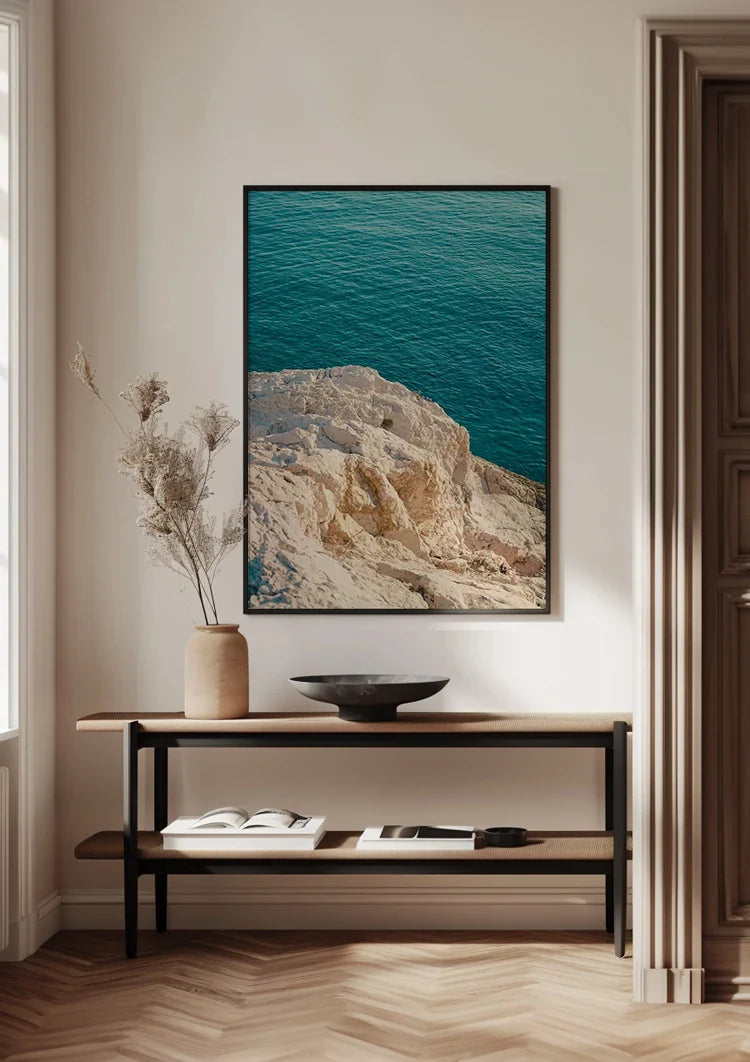 Large Rocks Clear Turquoise Sea Coastline Nature Painting