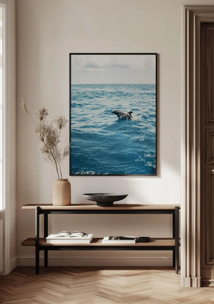 Dolphin Leaping From The Blue Ocean Nature Painting