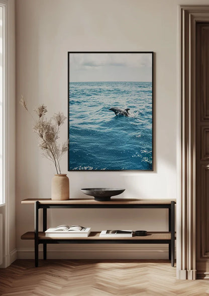 Dolphin Leaping From The Blue Ocean Nature Painting