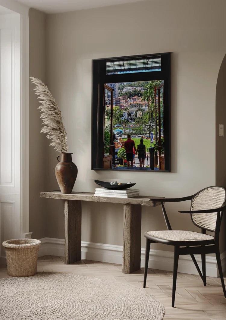 Adjust Colorful Mediterranean City with Palm Trees Painting