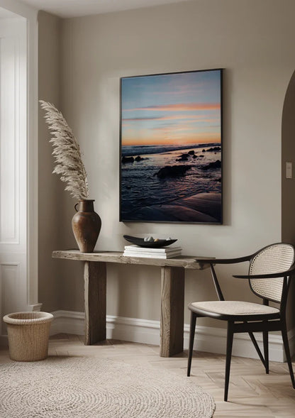 Sunset At The Water Pastel Coastline Painting