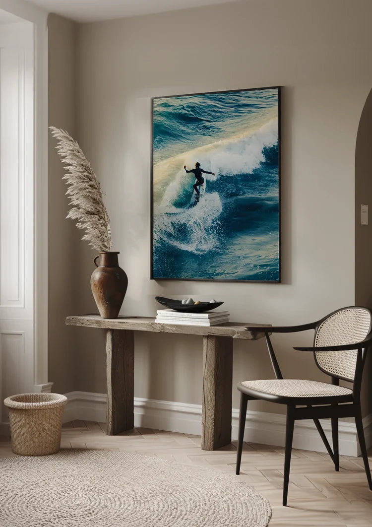 Surfer auf Welle Blauer Ozean Dynamisches Gemälde