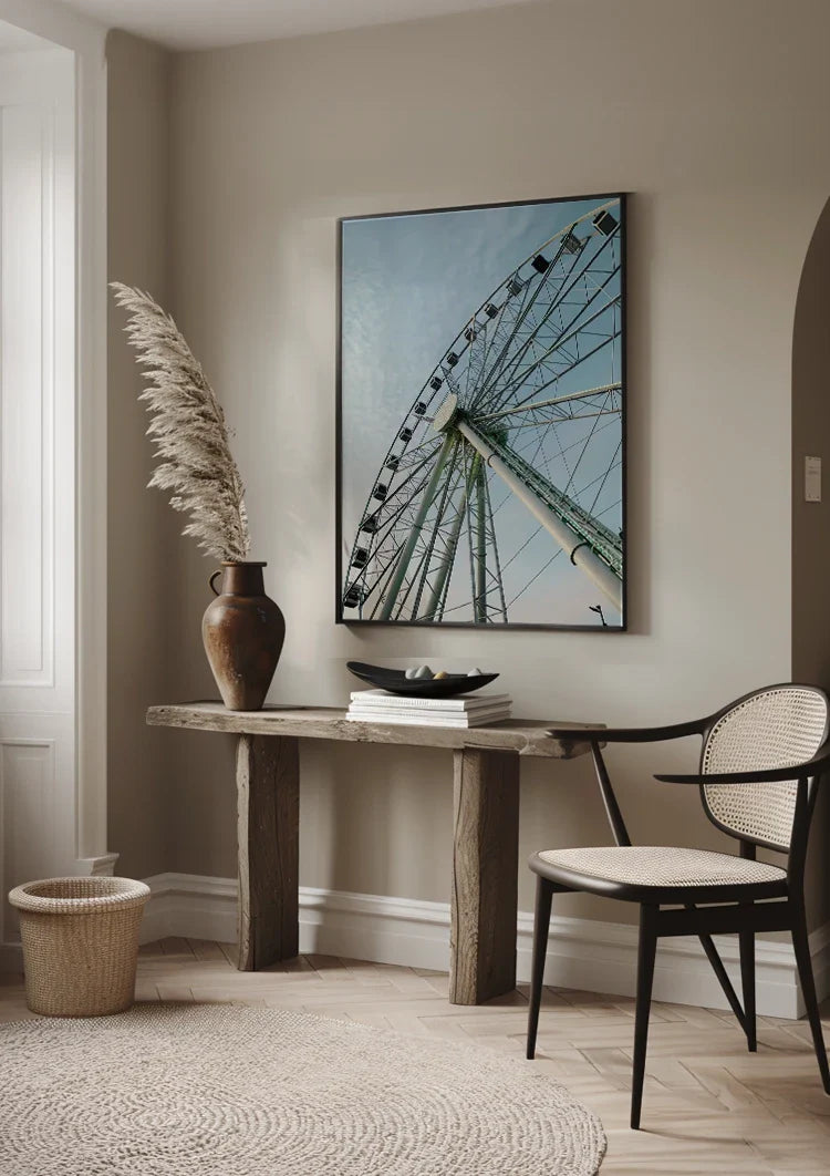 Riesenrad Untersicht Blauer Himmel Geometrisches Modernes Gemälde