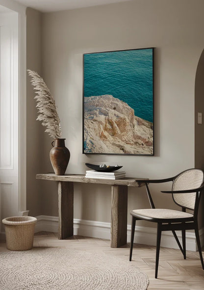 Large Rocks Clear Turquoise Sea Coastline Nature Painting