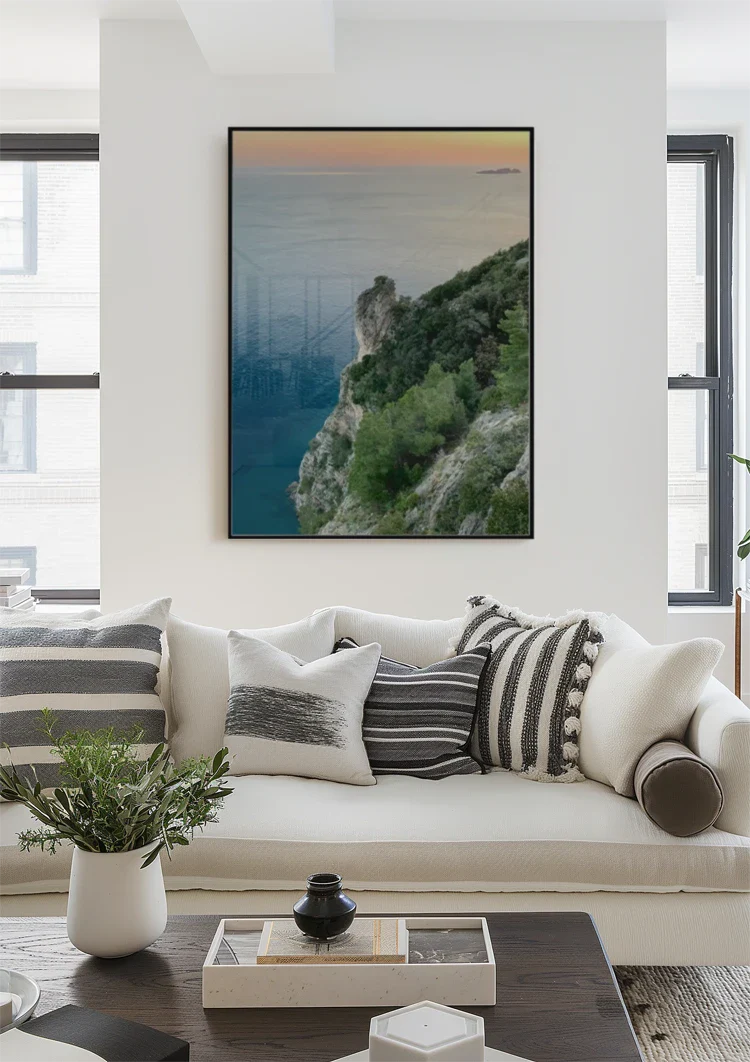Grüne Klippen Blaues Meer Mediterrane Küstenlandschaft Gemälde