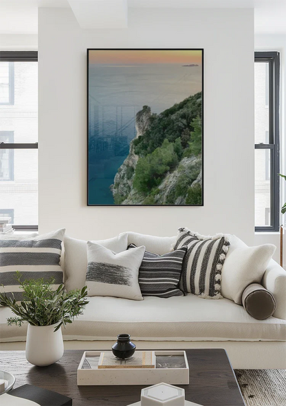 Grüne Klippen Blaues Meer Mediterrane Küstenlandschaft Gemälde