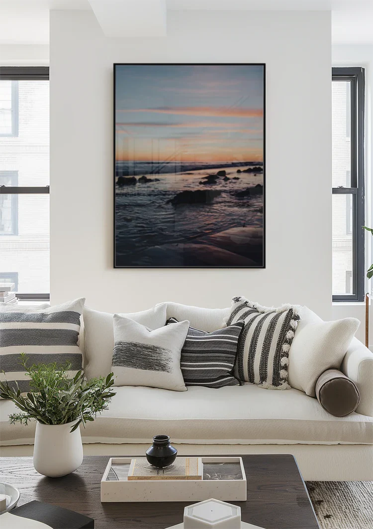 Sunset At The Water Pastel Coastline Painting