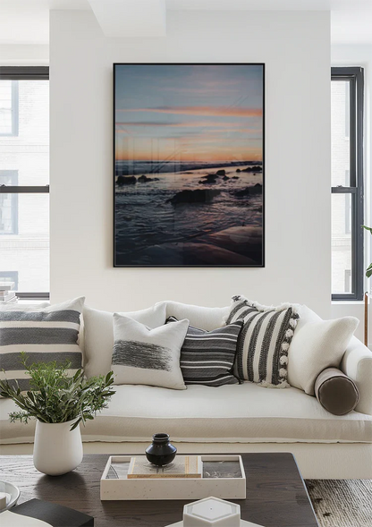 Sunset At The Water Pastel Coastline Painting