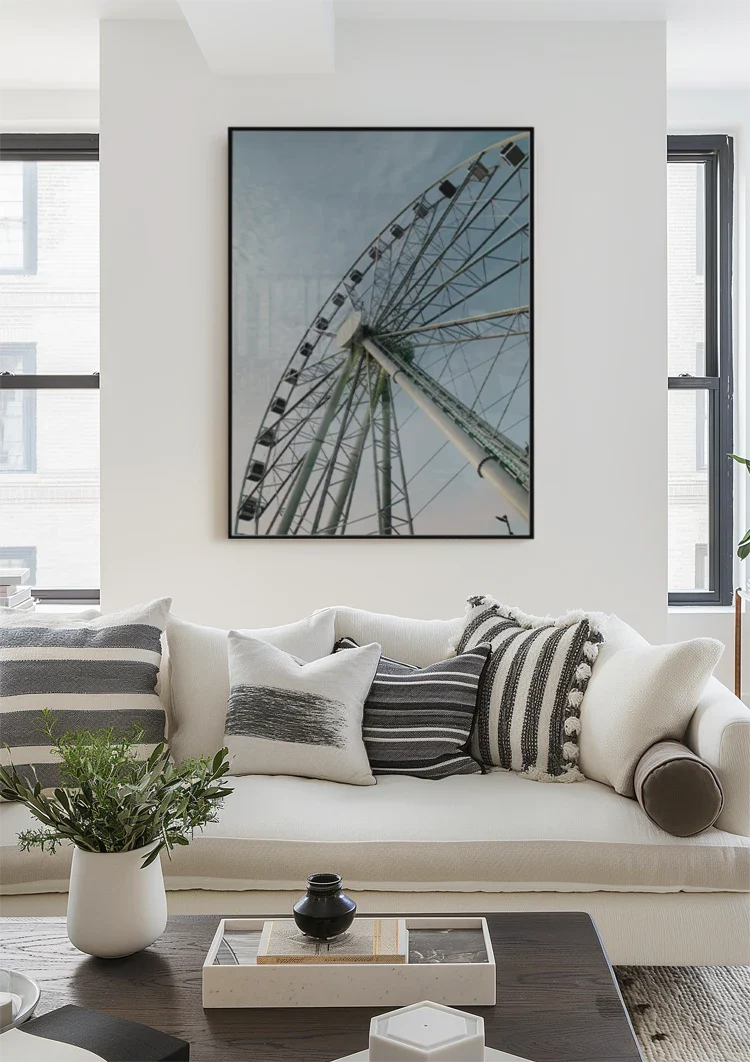 Riesenrad Untersicht Blauer Himmel Geometrisches Modernes Gemälde