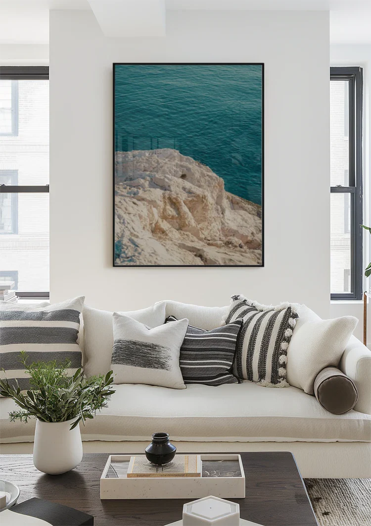 Large Rocks Clear Turquoise Sea Coastline Nature Painting