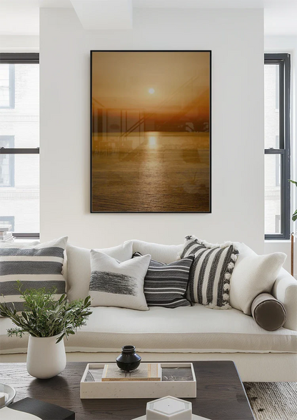 Wunderschöner Sonnenuntergang Goldener Ozean Spiegelung Gemälde