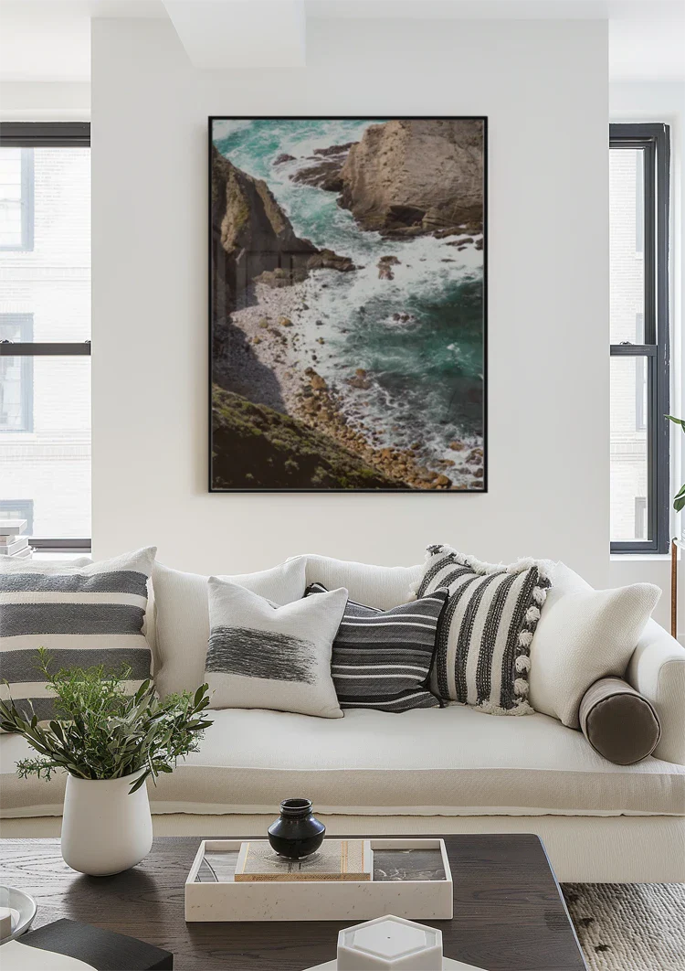 Rocky Coastline Top View With Turquoise Sea And Cliffs Painting