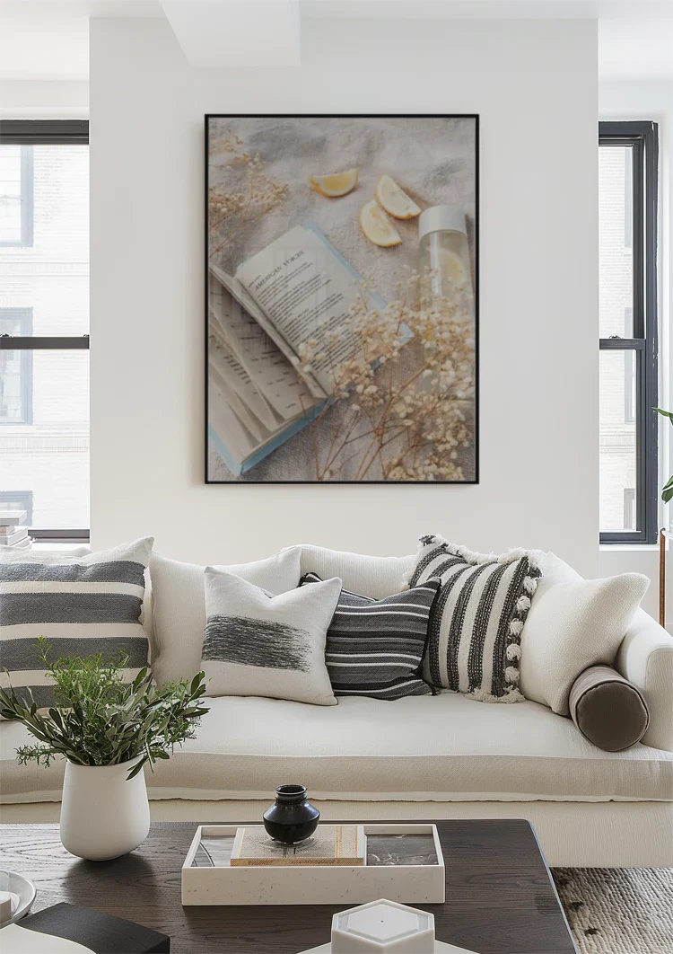 Open Book With Lemon And Dried Flowers Soft Pastel Painting