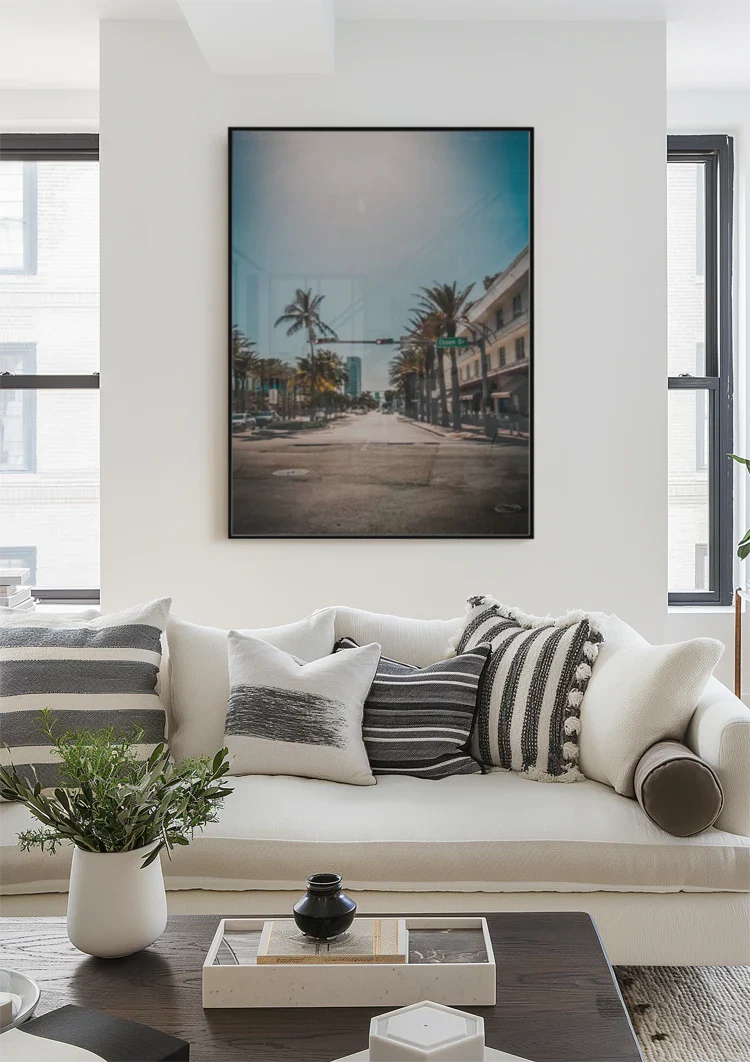 Stiller Boulevard Palmen Ampeln Sonnige Straße Gemälde