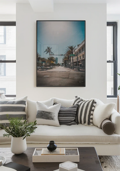 Stiller Boulevard Palmen Ampeln Sonnige Straße Gemälde