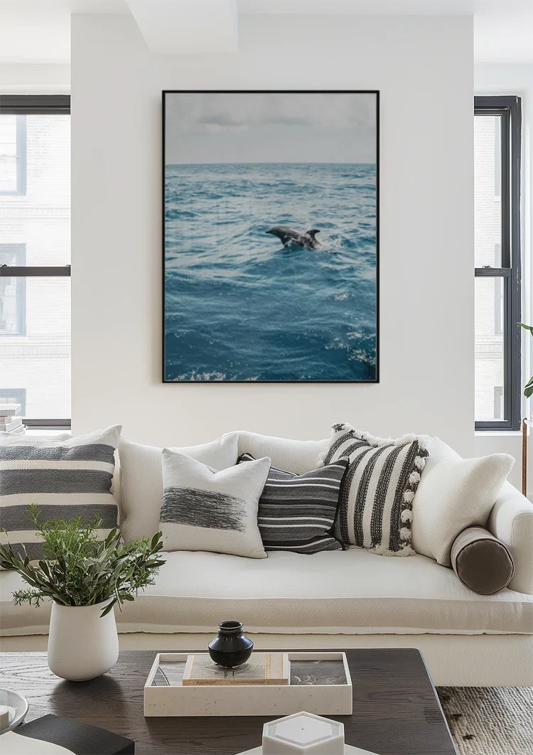 Dolphin Leaping From The Blue Ocean Nature Painting
